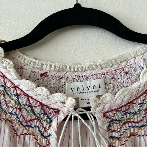 Velvet by Graham & Spencer Rina Floral Embroidered Peasant Blouse - Picture 4 of 9